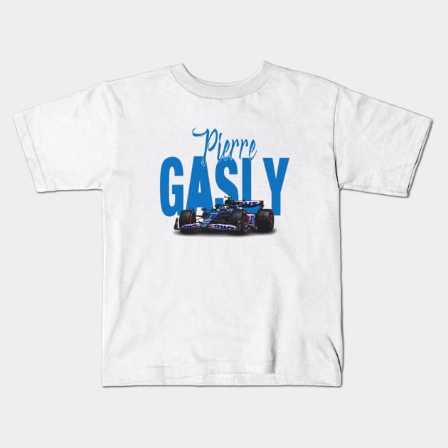 Pierre Gasly Racing Car Kids T-Shirt by lavonneroberson